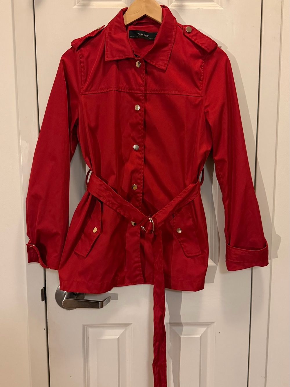 Zara Red Kids Trench Coat with Waist Tie